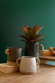 Set Of Three Ceramic Vases With Ring Handles