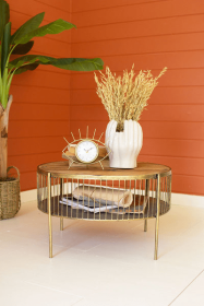 Round Wood And Metal Coffee Table