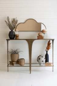 Antique Brass And Glass Sofa Table