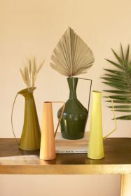 Set Of Four Painted Metal Vases With Handles