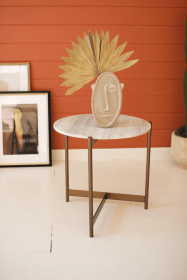 Iron Side Table With Marble Top