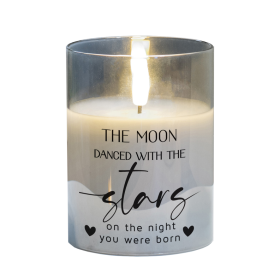 LED Candle The Moon Danced With 4in Grey