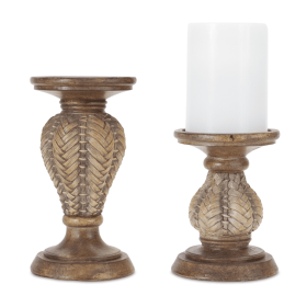 Woven Wood Design Candle Holder