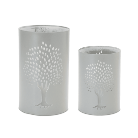 Punched Metal Tree Candle Holder