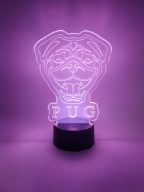 Pug Dog LED Lamp | Pug Face Light | Gift for Pug Pet Owners