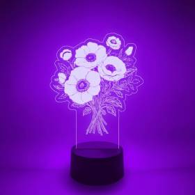 Anemone Flower Bouquet LED Lamp | Gift for Grandma or Mom