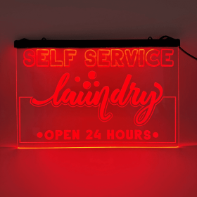 Color Changing LED Sign - Self Service Laundry (Hanging)