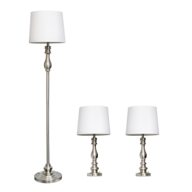 Lalia Home Perennial Morocco Classic 3 Piece Metal Lamp Set (2 Table Lamps, 1 Floor Lamp)