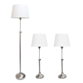 Lalia Home Perennial Modern Manhattan Extendable 3 Piece Metal Lamp Set (2 Table Lamps, 1 Floor Lamp)