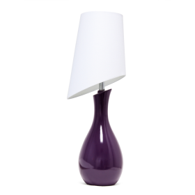 Lalia Home Eggplant Contemporary Table Lamp with Slanted White Shade for Living Room, Office, Entryway, Nightstand, Dining Room