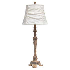 Lalia Home Tall Vintage Embellished Table Lamp with Ruffled Cream Shade for Living Room, Office, Entryway, Nightstand, Dining Room