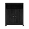 Black Utility Cart / Kitchen Microwave Cart with Casters