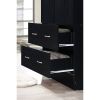 Black 2 Door Wardrobe Armoire with 2 Drawers and Hanging Rod Storage