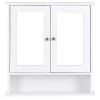 White Bathroom Wall Medicine Cabinet with Mirror and Open Shelf