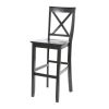 Set of 2 - X-Back Solid Wood 30-inch Barstools in Black Finish