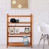 3-Shelf Folding Storage Shelves Bookcase in Honey Oak Finish