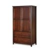 Solid Wood Bedroom Armoire Wardrobe Cabinet with Hanging Bar in Cherry Finish