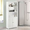 White Bathroom Linen Tower Towel Storage Cabinet with 3 Open Shelves