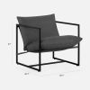 Modern Dark Grey Upholstered Accent Chair with Metal Frame