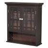 Dark Espresso 2-Door Bathroom Wall Cabinet with Open Shelf