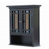 Espresso Bathroom Wall Cabinet with Amber Mosaic Glass Accents