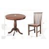 3-Piece Traditional Round Dining Table and 2 Chairs Set in Walnut Wood Finish