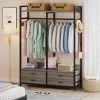 Modern Grey Black Garment Rack with Clothes Hanging Rod and 4 Storage Drawers