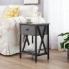 Set of 2 - 1 Drawer Nightstand in Grey and Black Wood Finish