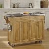 Stainless Steel Top Wooden Kitchen Cart Island with Casters