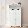 Bathroom Wooden Side Cabinet  with 2 Drawers and 2 Doors-White