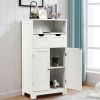 Bathroom Wooden Side Cabinet  with 2 Drawers and 2 Doors-White