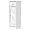 Woodern Bathroom Floor Storage Cabinet with Drawer and Shutter Door-Gray