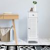 Woodern Bathroom Floor Storage Cabinet with Drawer and Shutter Door-Gray