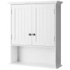 Wall Mount Bathroom Cabinet Storage Organizer with Doors and Shelves-White