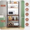 5-Tier Kitchen Bakers Rack with Hutch and Open Shelves-Rustic Brown