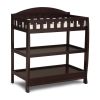 Modern Dark Brown Wooden Baby Changing Table with Safety Rail Pad and Strap