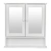 2-Door Wall Mounted Bathroom Medicine Cabinet with Mirror in White