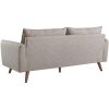 Modern Couch Beige Upholstered Sofa with with Mid-Century Style Wood Legs