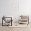 Modern Beige Grey Tan Oatmeal Upholstered Accent Chair with Metal Frame