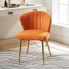 Orange Velvet Upholstered Wingback Accent Side Chair with Gold Metal Legs