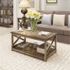 Contemporary 2-Tier Farmhouse Coffee Table in Rustic Wood Finish