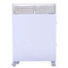 White Bathroom Storage Floor Cabinet with Baskets and Casters