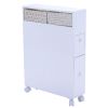 White Bathroom Storage Floor Cabinet with Baskets and Casters