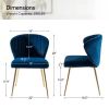 Teal Velvet Upholstered Wingback Accent Side Chair w/ Gold Metal Legs