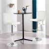 Set of 2 Modern Adjustable Height Bar Stool with White PU Leather Swivel Seat