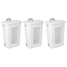 Set of 3 Laundry Hamper Dirty Clothes Baskets with Lids with Roller Wheels