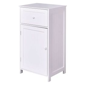 White Wood Bathroom Storage Floor Cabinet with Water Resistant Finish