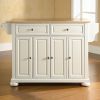 White Kitchen Island Storage Cabinet with Solid Wood Top