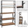 Modern Industrial Metal Wood Bakers Rack Kitchen Storage Shelf