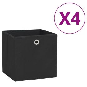 Storage Boxes 4 pcs Non-woven Fabric 11"x11"x11" Black